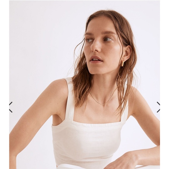 Linen-Blend Abbie Crop Top madewell size medium - Picture 1 of 5